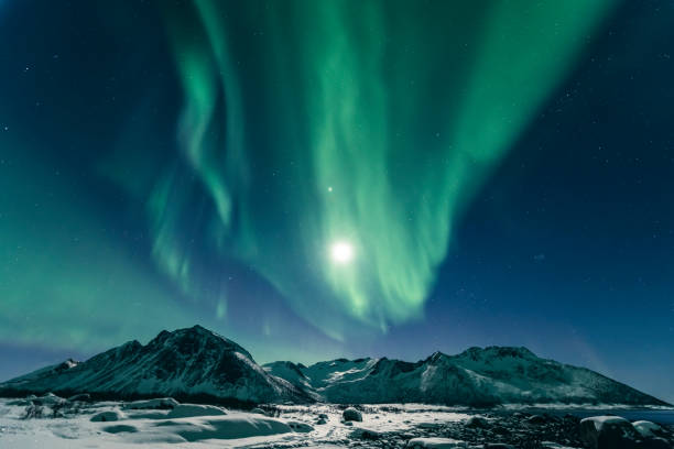 Northern lights over a Scandinavian fjord
